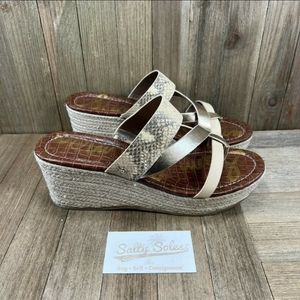 Sam Edelman Raleigh Womens Size 10 Snake Print Jute Wrapped Wedge Sandals
